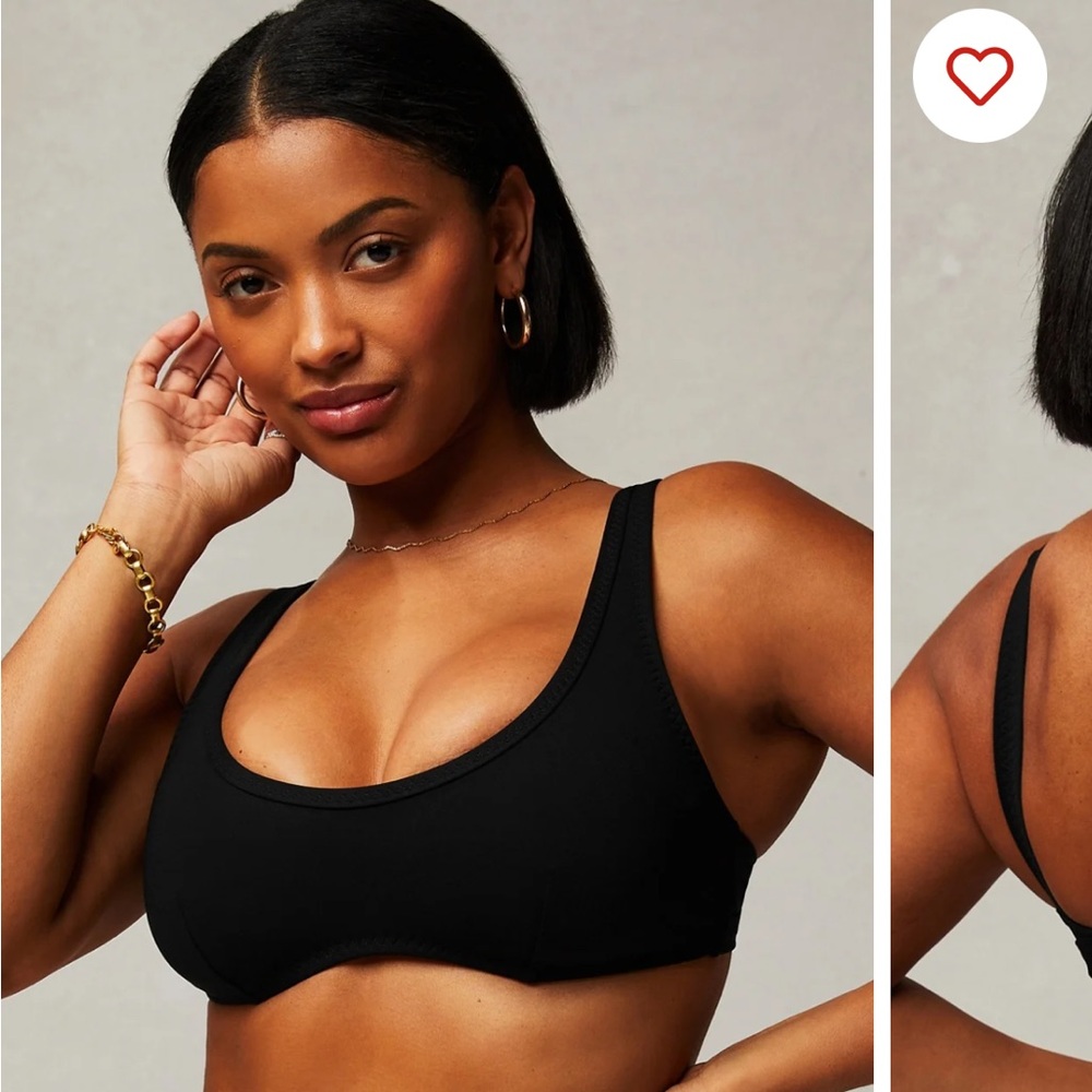 Fabletics Black Swim Bra with Wide Straps and Scoop Neckline